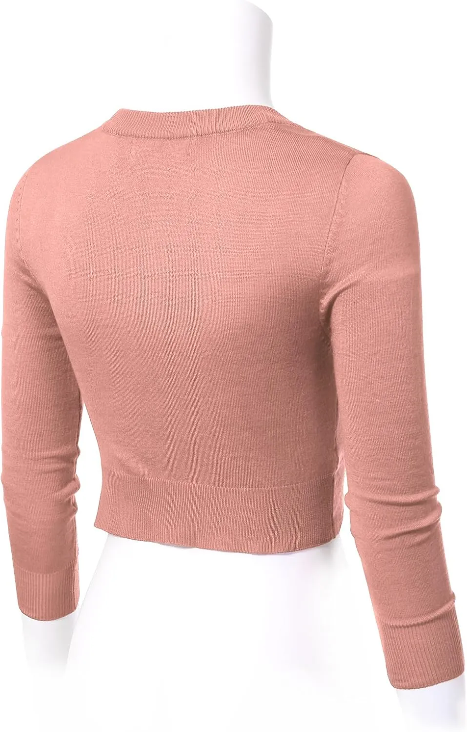 Allsense Women's 3/4 Sleeve Button-Down V-Neck Cropped Bolero Shrug Cardigan