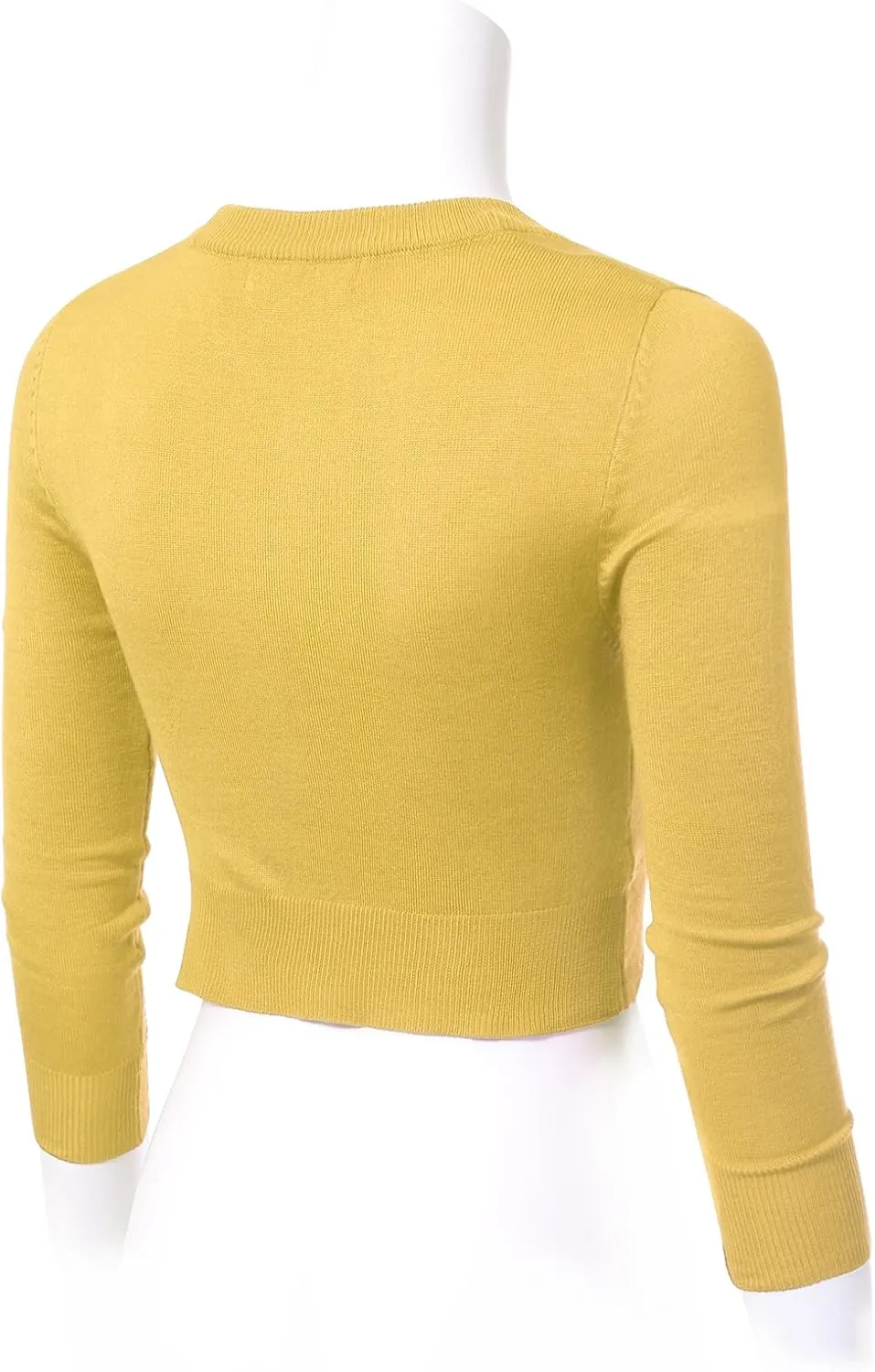Allsense Women's 3/4 Sleeve Button-Down V-Neck Cropped Bolero Shrug Cardigan