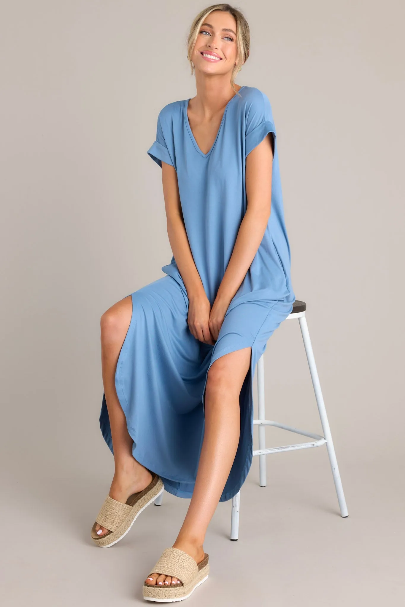 Always The Same Thing Slate Blue Dress