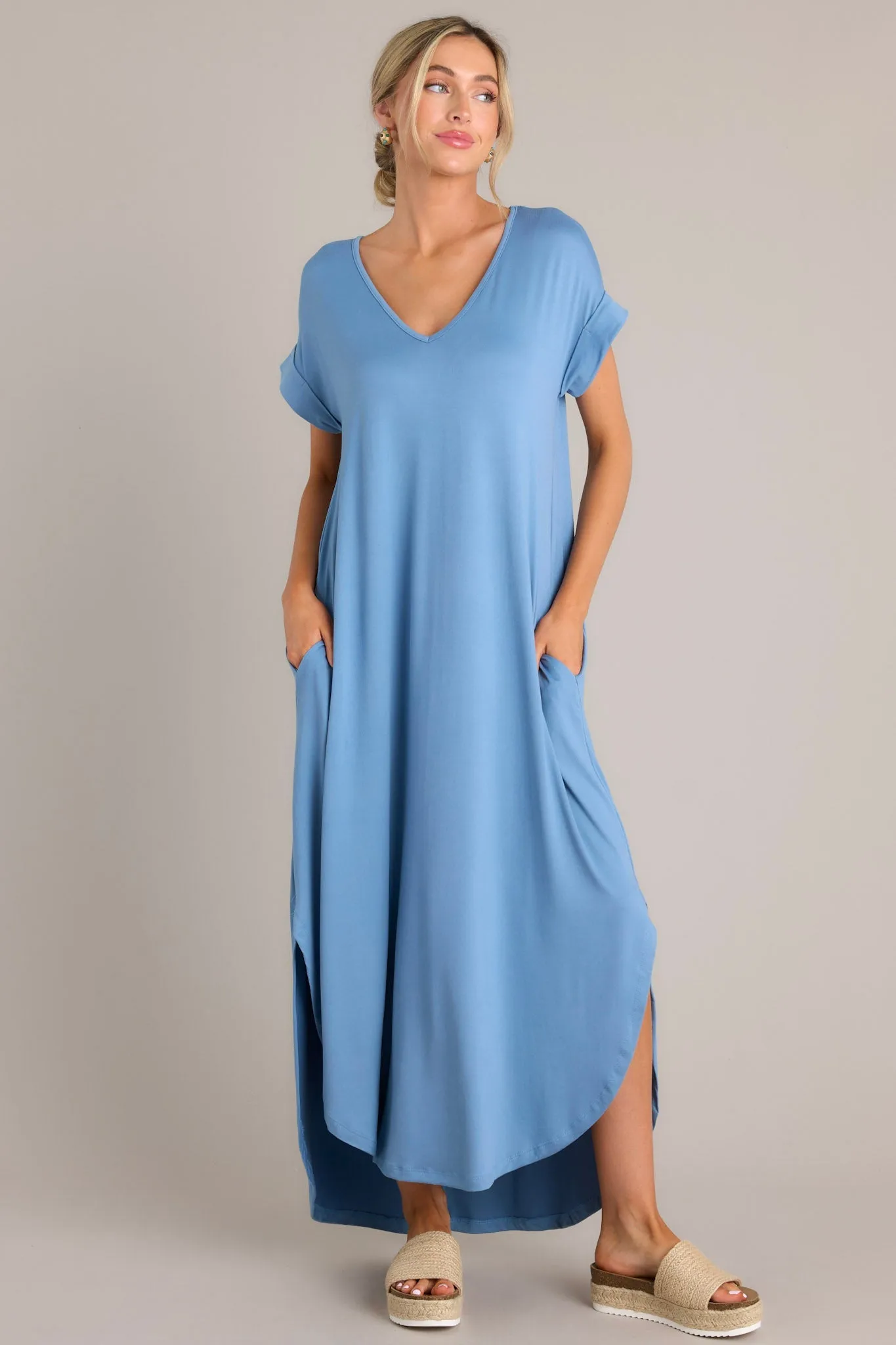 Always The Same Thing Slate Blue Dress