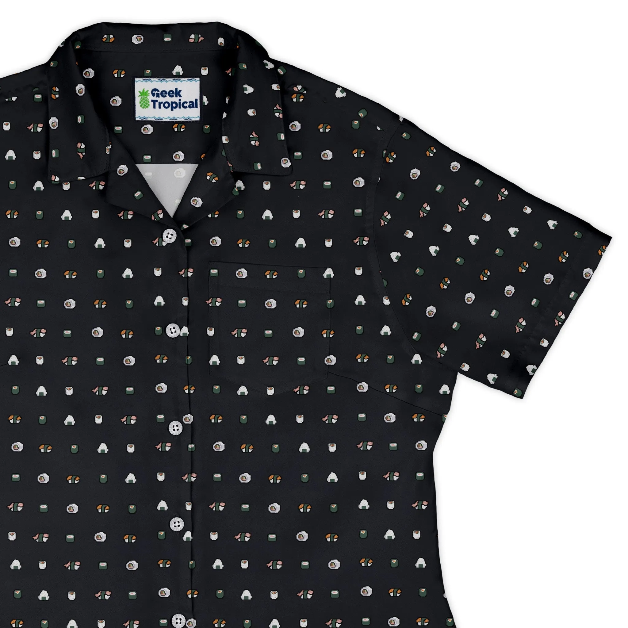 Anime Sushi Rolls Dark Curvy Button Up Shirt