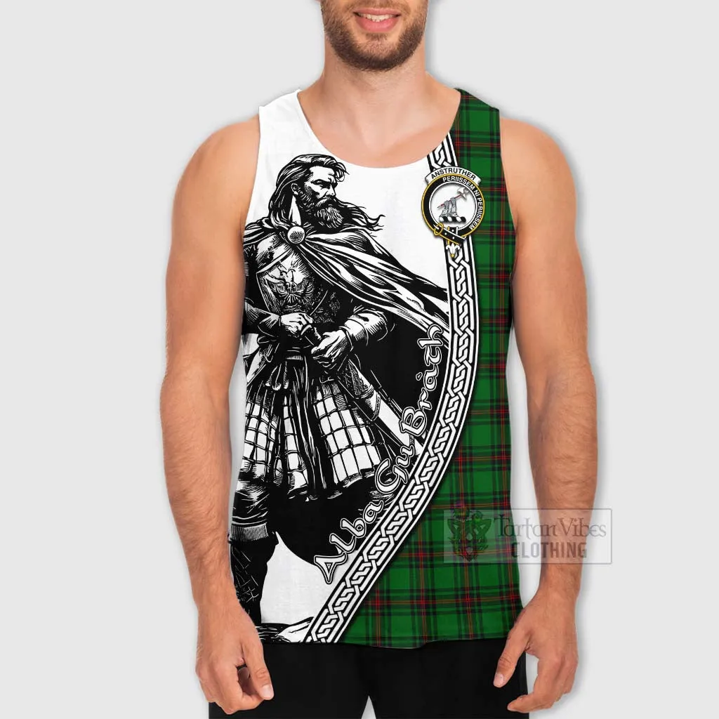 Anstruther Tartan Clan Crest Men's Tank Top with Highlander Warrior Celtic Style