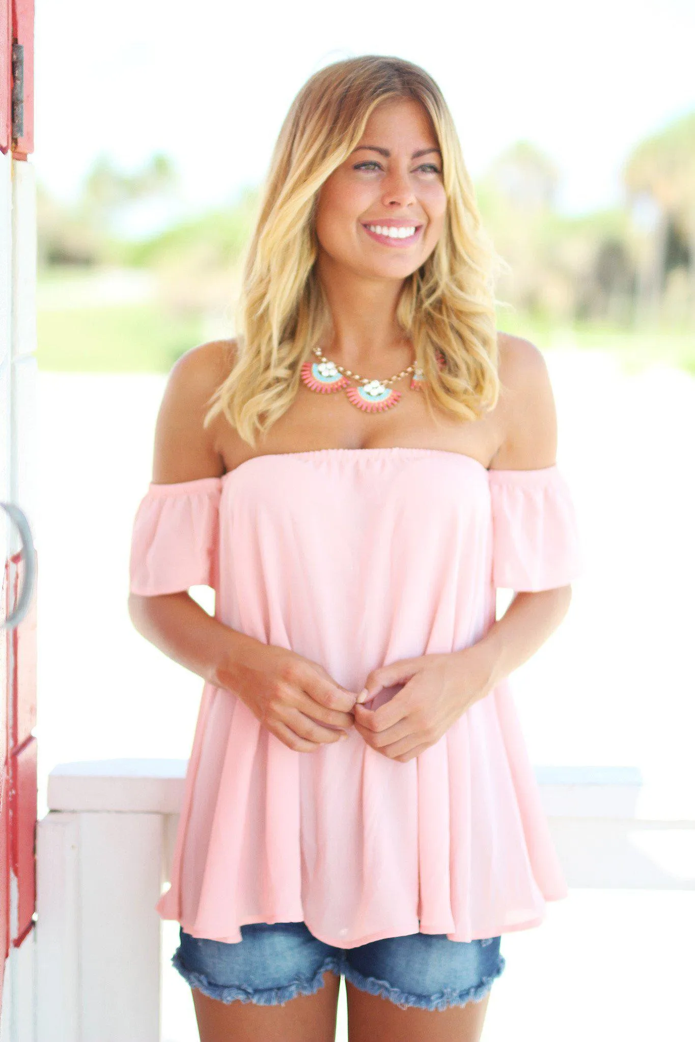 Blush Off Shoulder Top