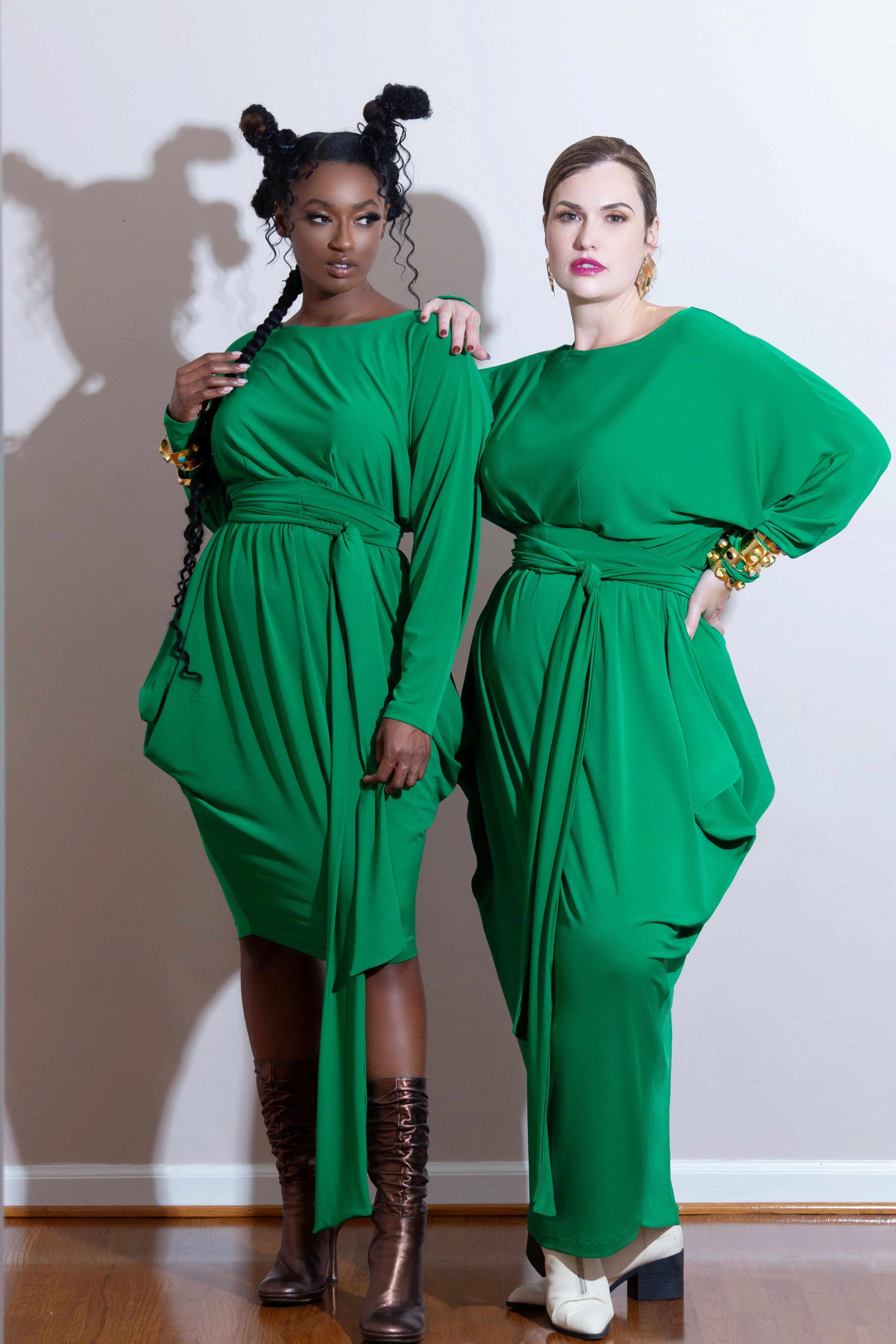 Boat Neck  Slouch Midi Dress- JIBRI