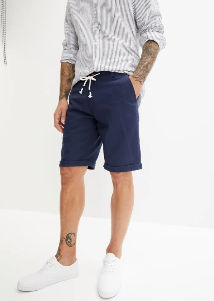 Bpc Bonprix Collection regular fit linen shorts, blue