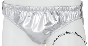 Bruno Silver Shiny PVC Vinyl PU Plastic 3-Stripe Underwear