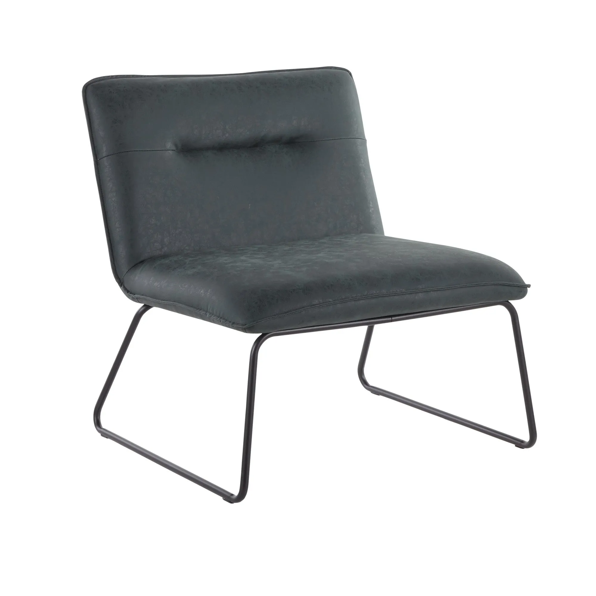 Casper Industrial Accent Chair in Black Metal and Green Faux Leather by LumiSource