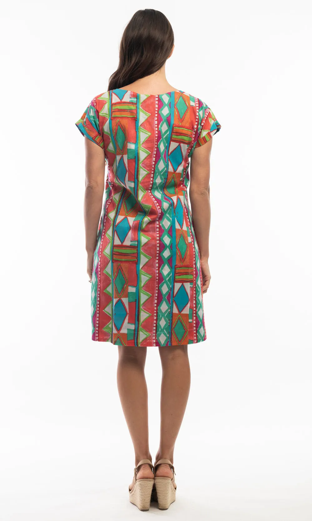 Cotton Dress Shift Short Sleeve Reversible Tauber