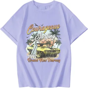 COZYEASE Girls' Letter Graphic Tees Short Sleeve Crewneck Oversized T Shirts Summer Clothes for Girls