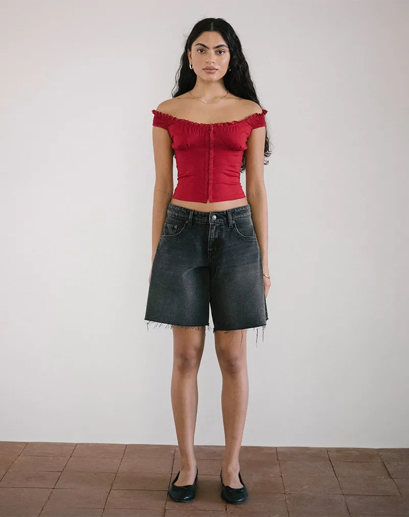 Dovica Lace Trim Corset Top in Adrenaline Red