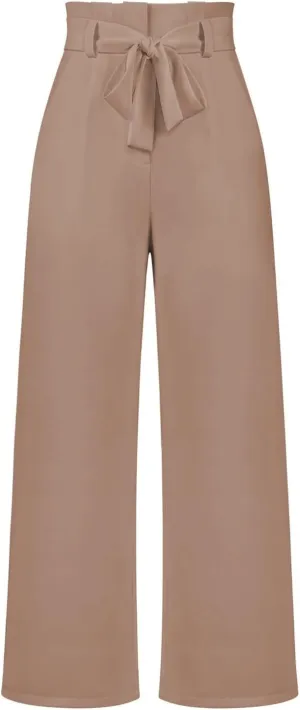 Dress Pants Women High Waisted Straight Leg Wide Leg Dress Pants Business Casual Trousers With Removable Belt Pant
