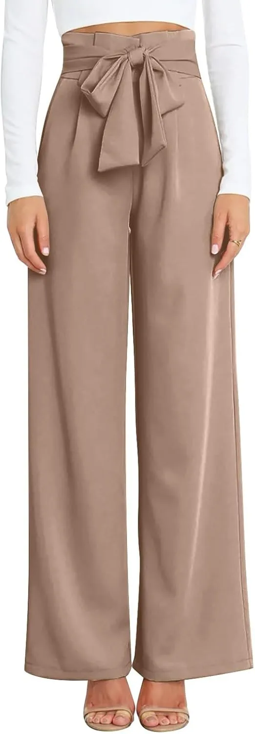 Dress Pants Women High Waisted Straight Leg Wide Leg Dress Pants Business Casual Trousers With Removable Belt Pant
