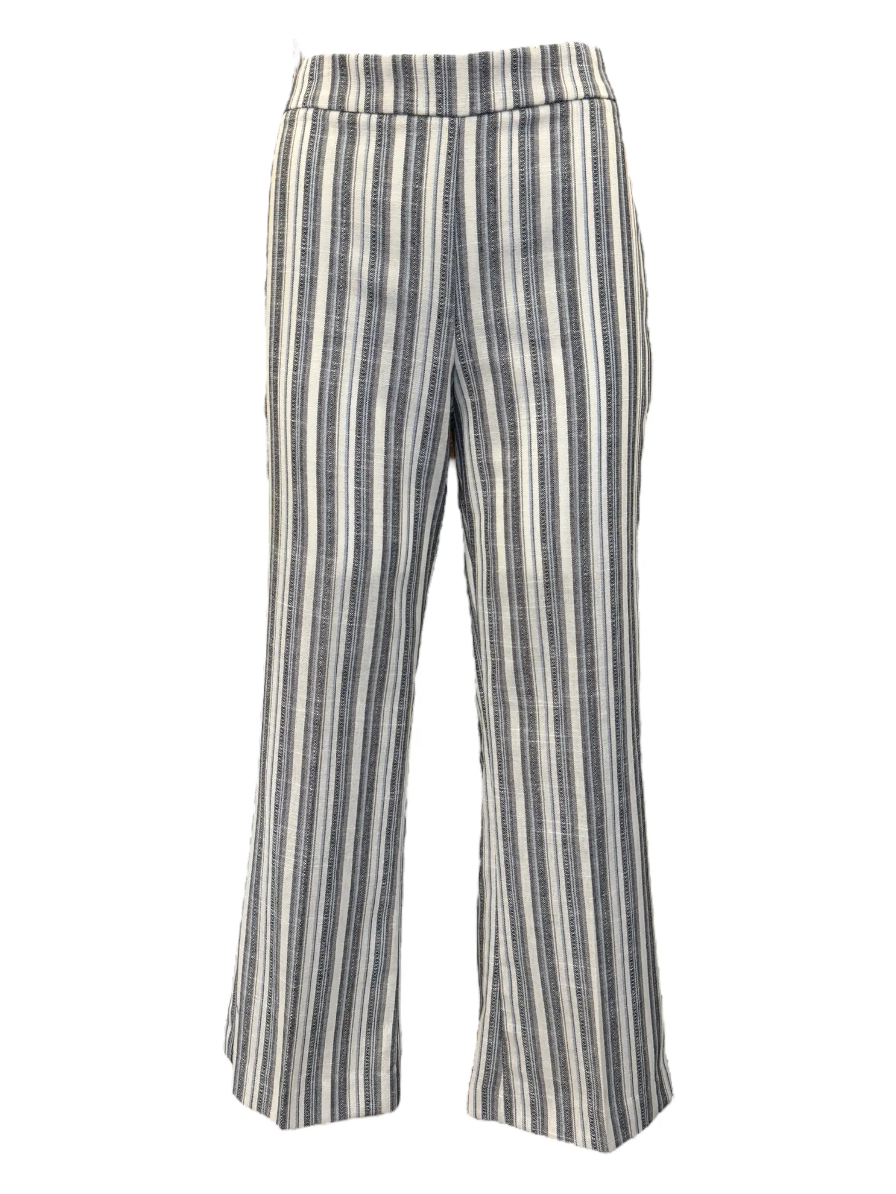 E&F Pull On Cropped Pant Grey/White Stripes