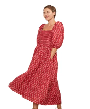 Elsie Dress Red And Pink Hydrangea