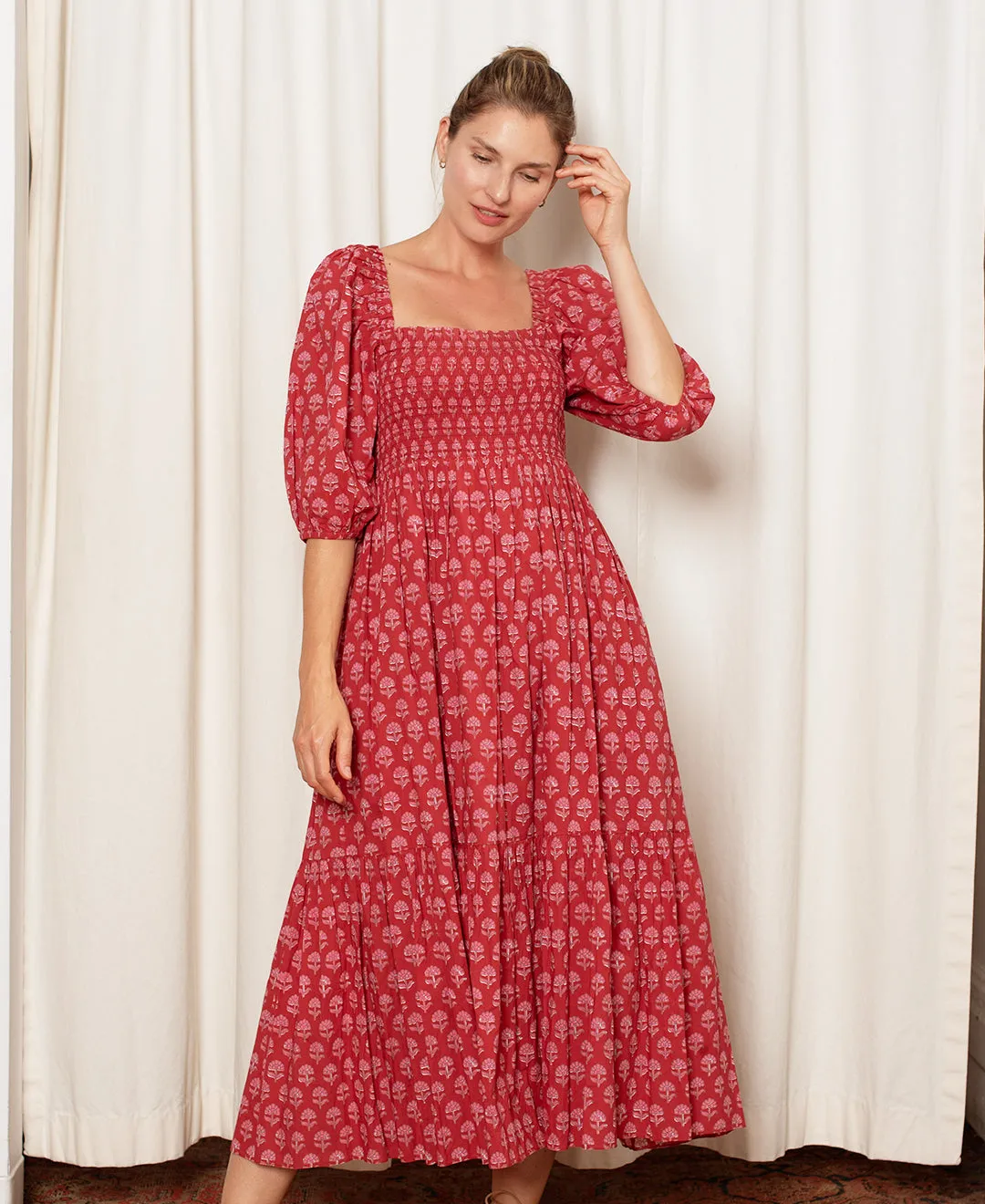 Elsie Dress Red And Pink Hydrangea