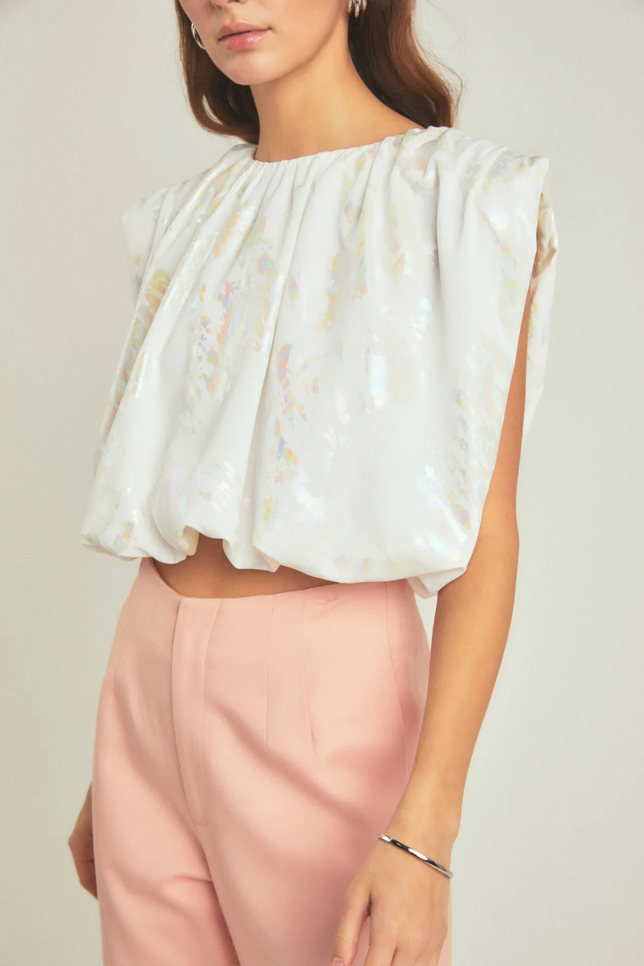 Endless Rose - Printed Foil Sleeveless Top
