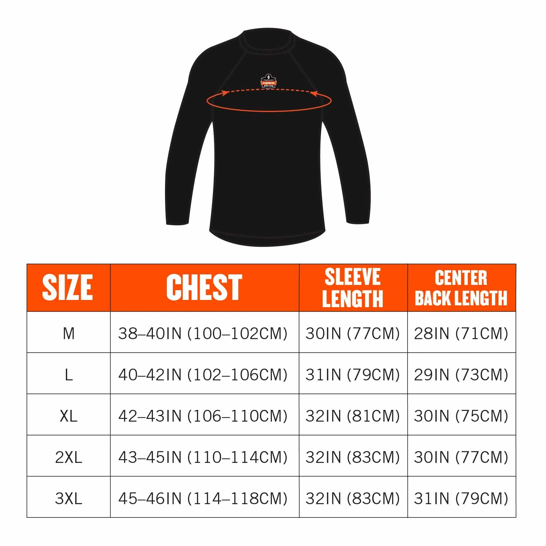 Ergodyne 40234 6436 L Black Long Sleeve Lightweight Base Layer Shirt