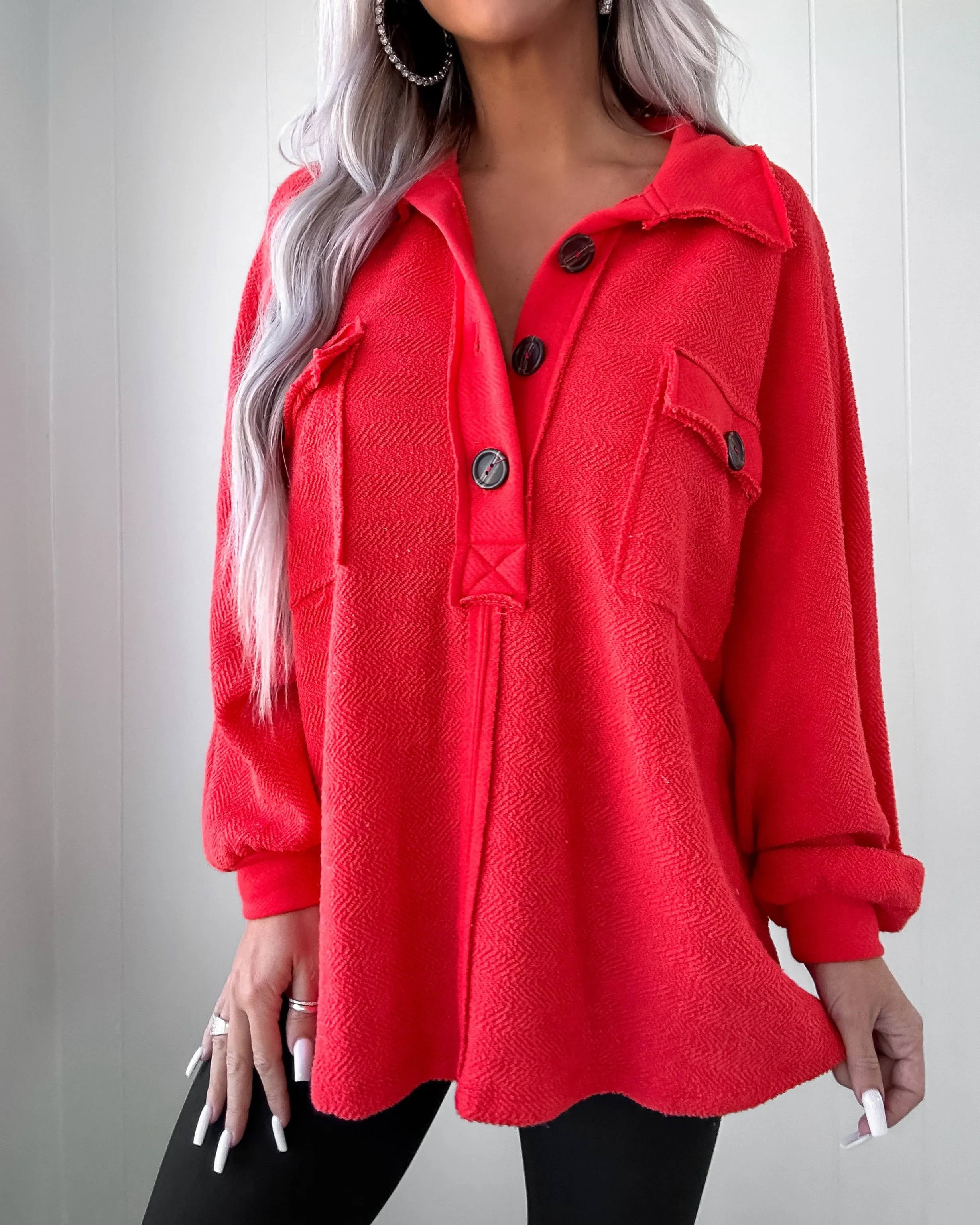 Fireside Feels French Terry Top - Red