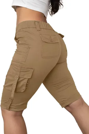Flamingals Hiking Shorts for Women Flap Pocket Design Bermuda Cargo Shorts 2025 Trendy