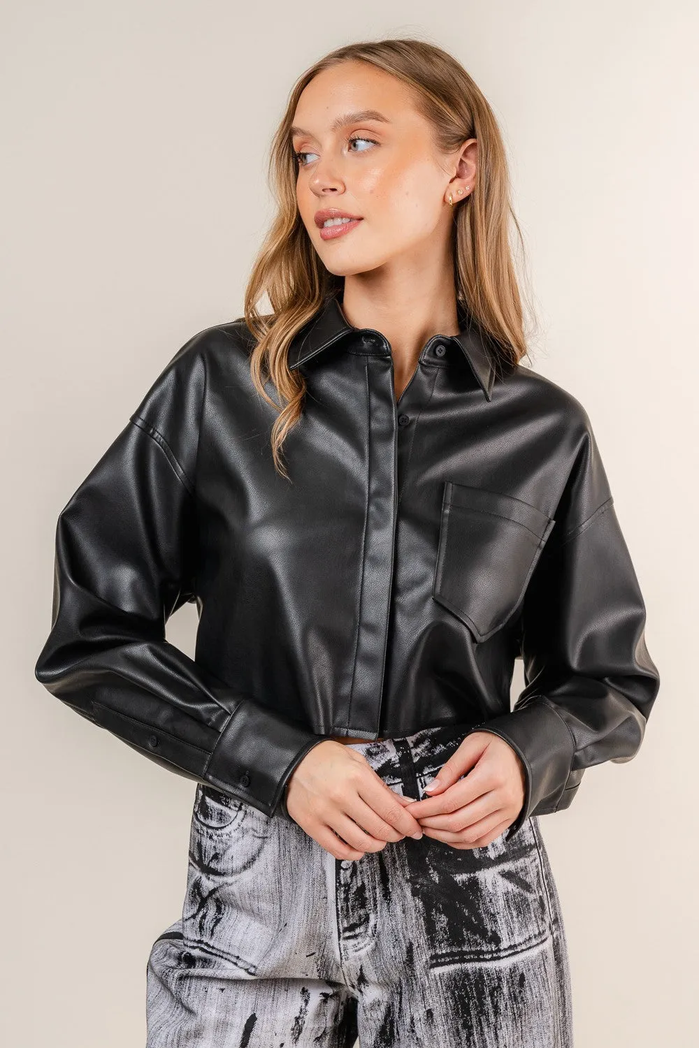 Fore Leather Cropped Shirt