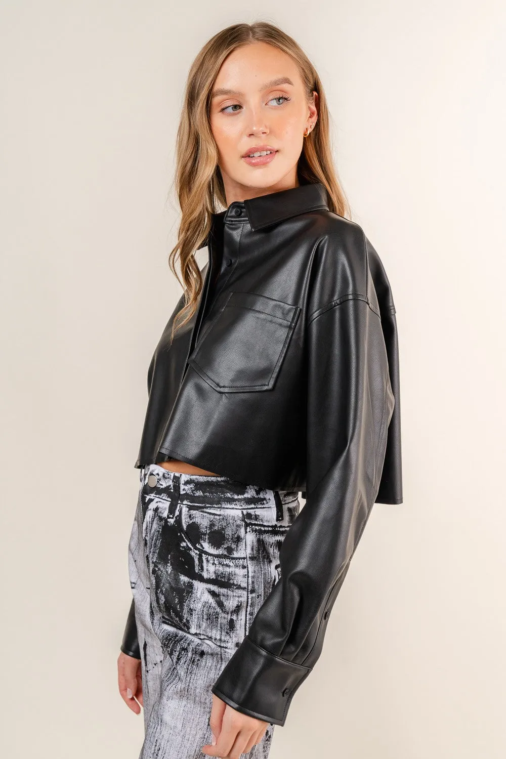 Fore Leather Cropped Shirt