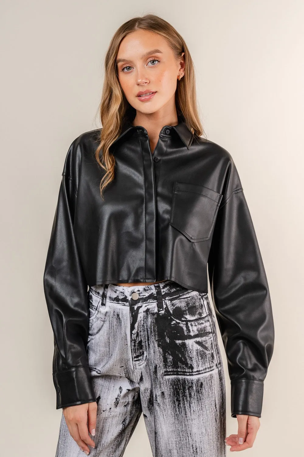 Fore Leather Cropped Shirt