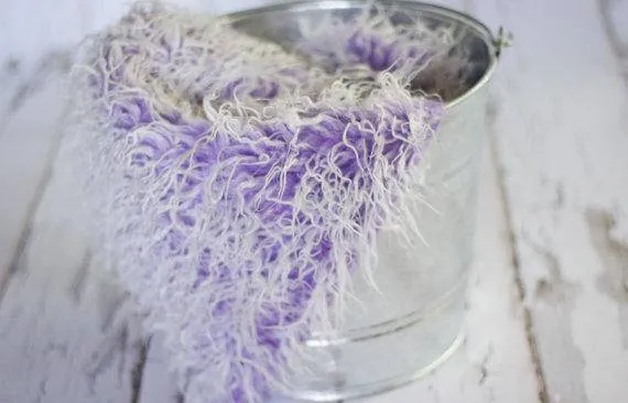 Frosted Purple Mongolian Faux Fur Photography Prop Rug Newborn Baby Toddler