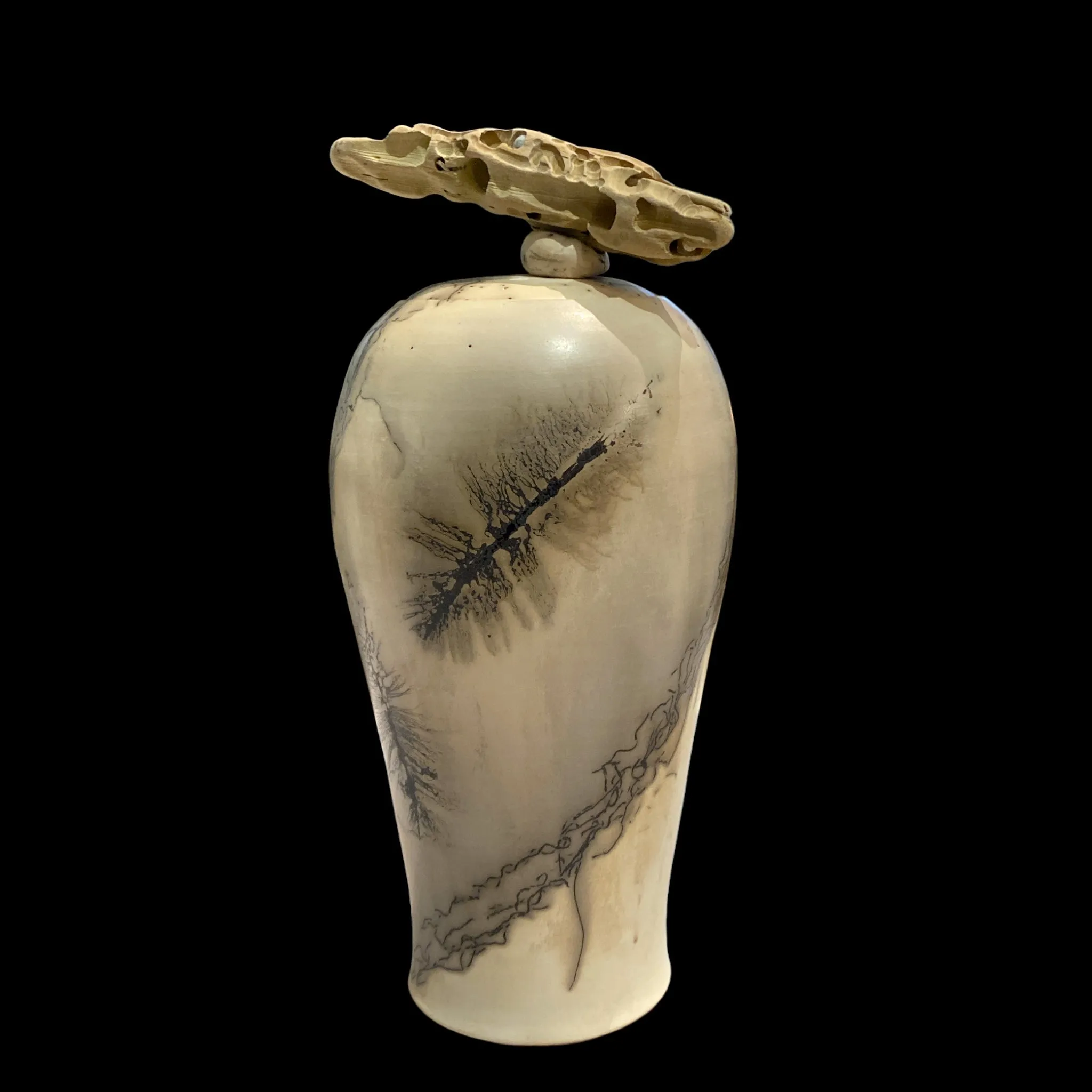 Horsehair and Feather Lidded Decorative Pots by Jane Murray Smith