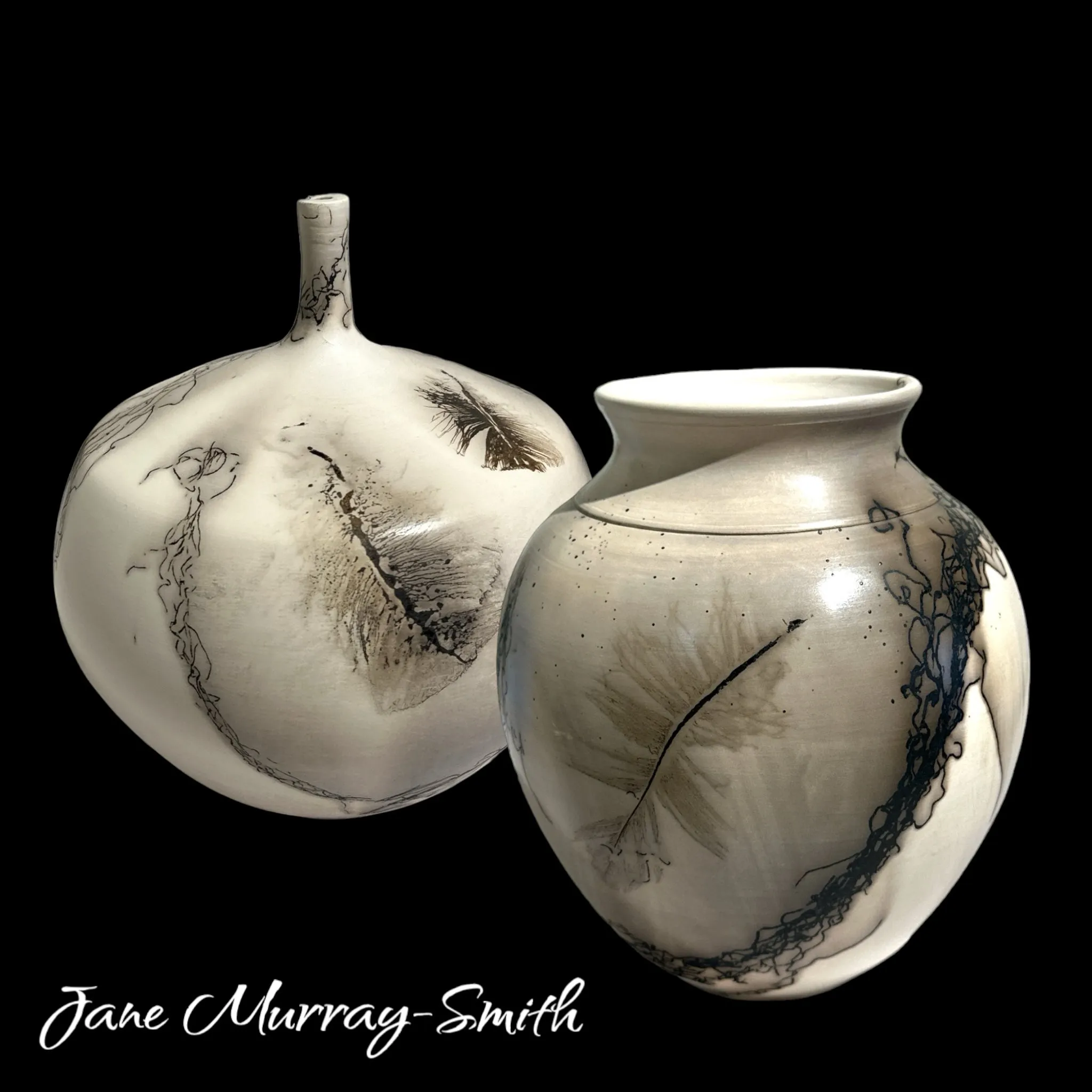 Horsehair and Feather Vase Collection by Jane Murray Smith