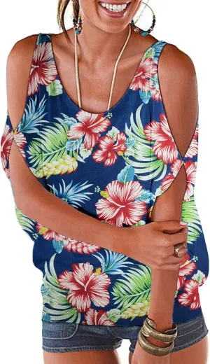 LEIYEE Womens Summer Cold Shoulder Tops Short Sleeve T Shirts Pullover Sexy Casual Dolman Blouses