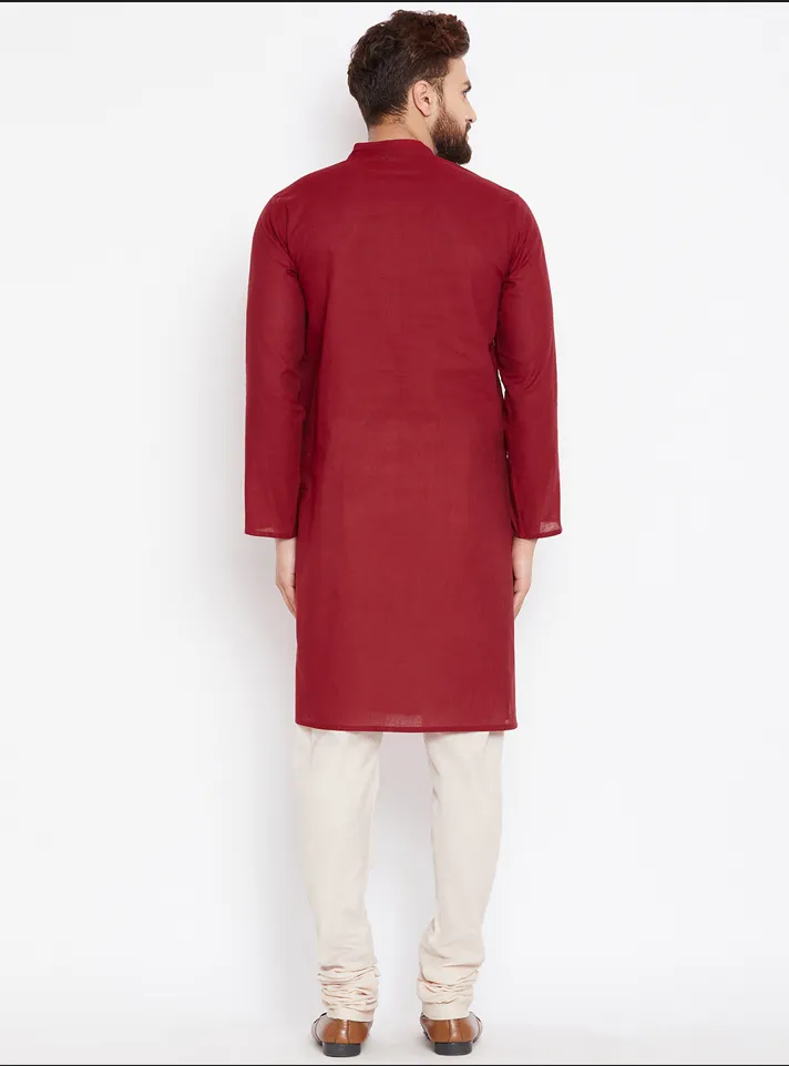 Men's Deep Maroon Kurta - Even Apparels