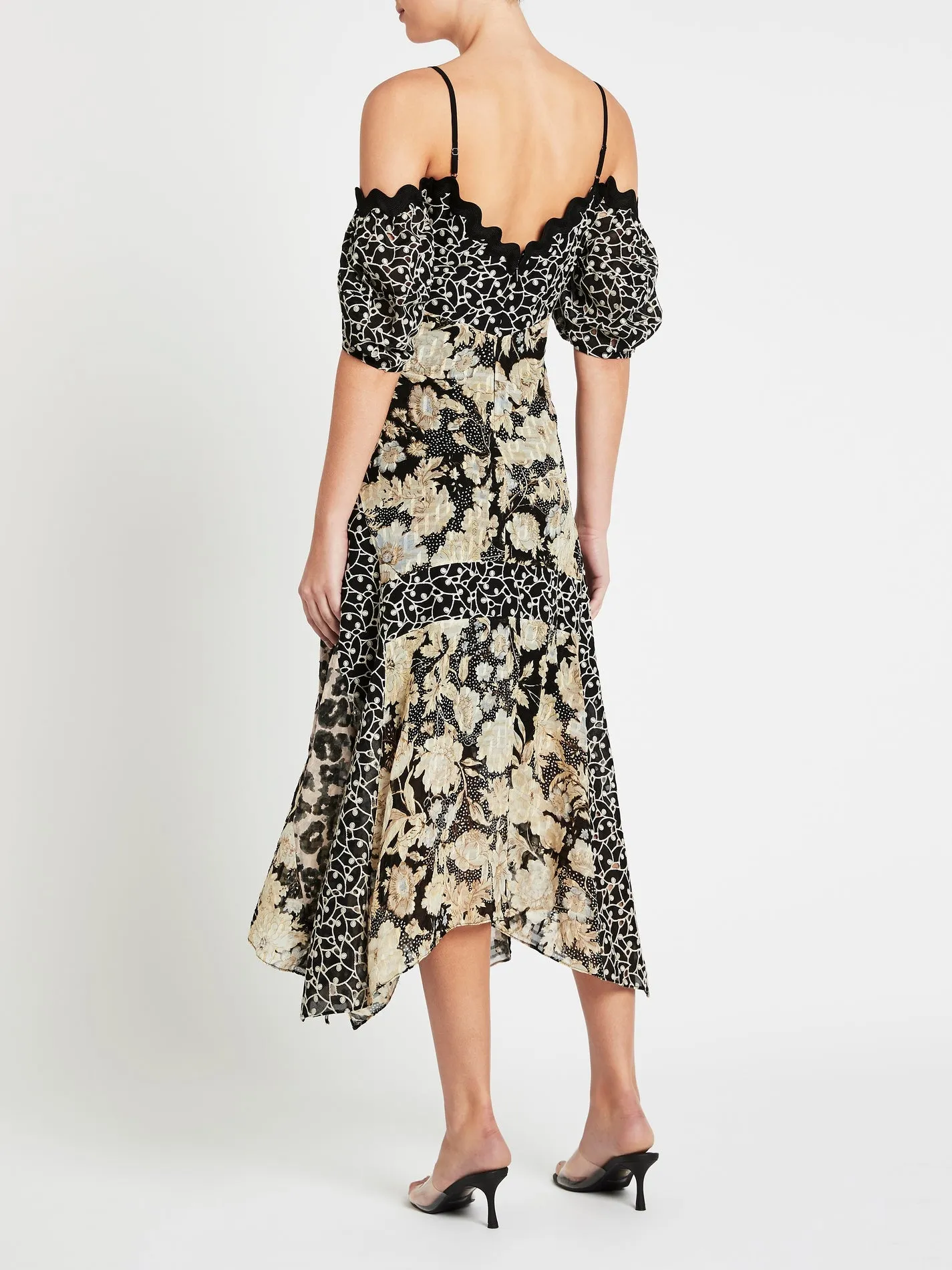Mixed Print Off Shoulder Dress