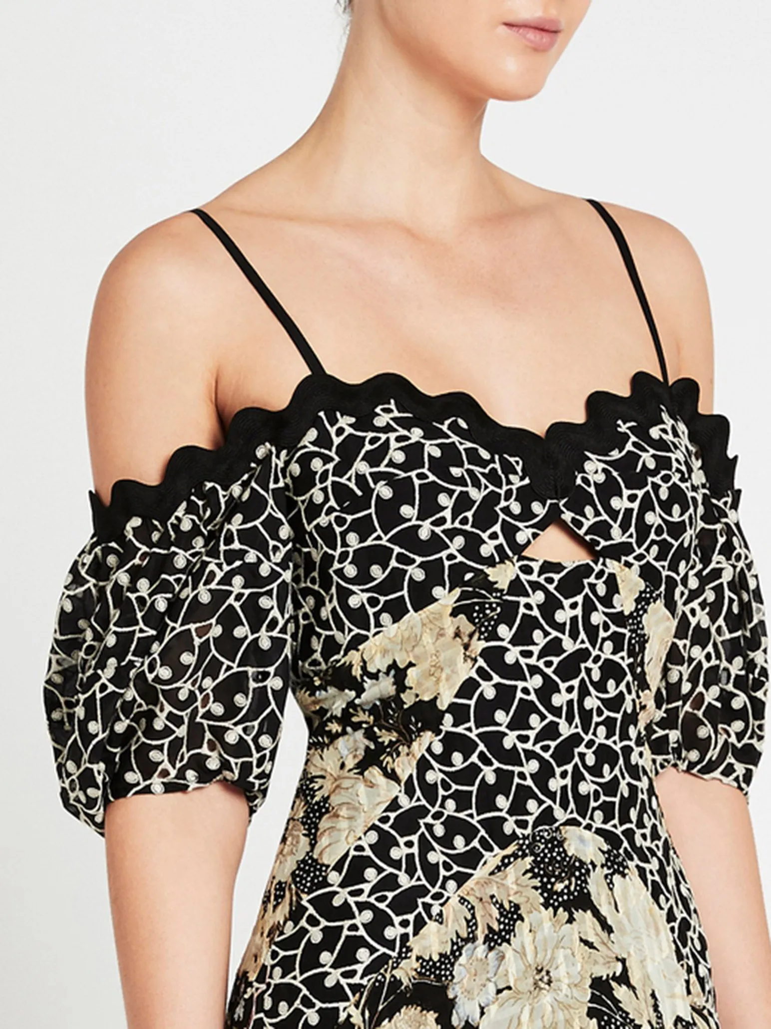 Mixed Print Off Shoulder Dress
