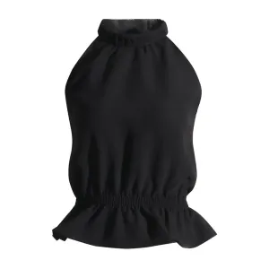 Off Shoulder Tank Tops For Women Halter Sleeveless Folds Summer Minimalist Vest Female Fashion Style Clothing