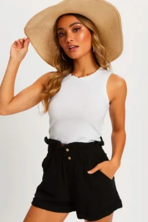 Paperbag Waist Linen Shorts