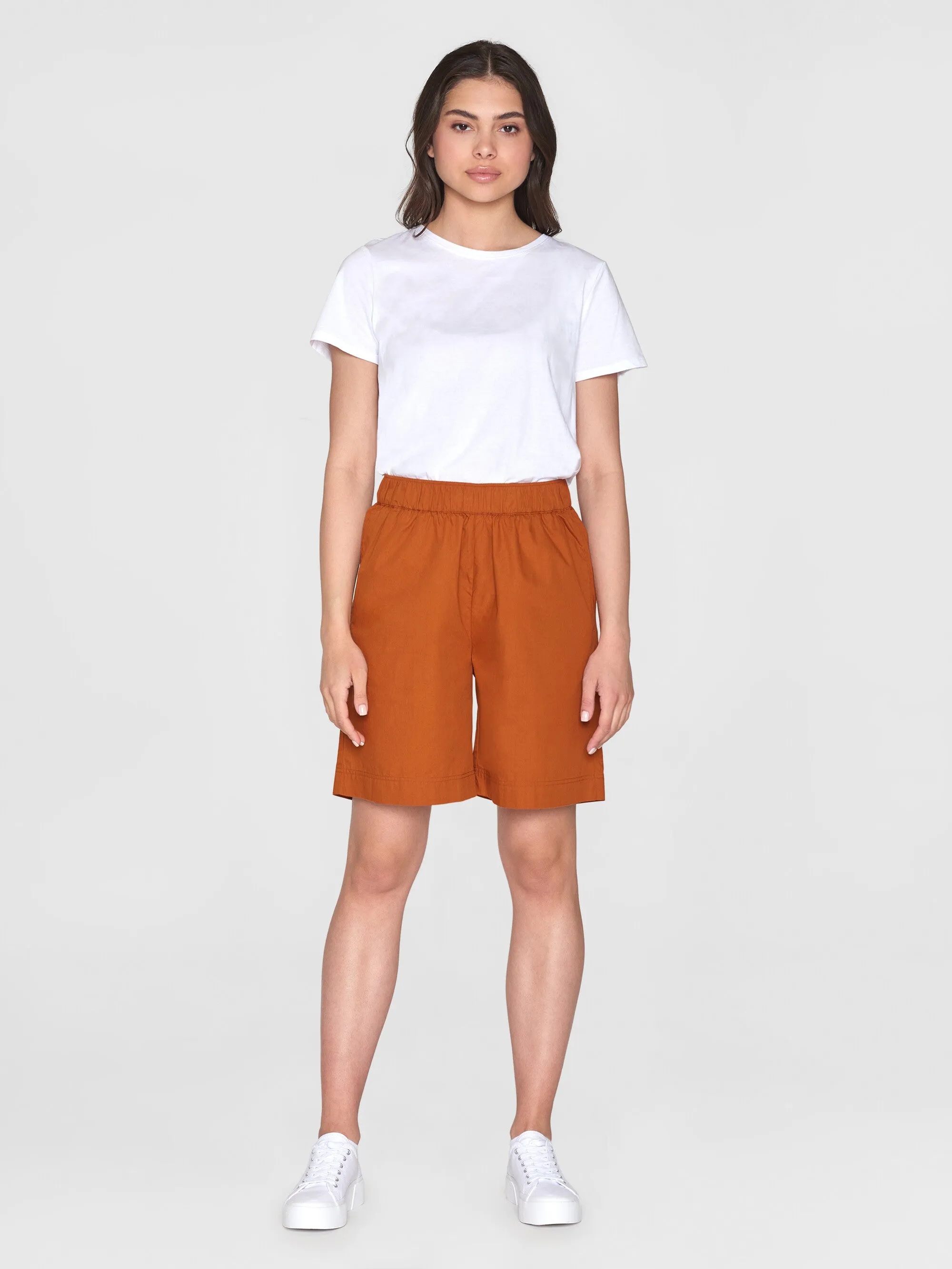 Poplin bermuda shorts - Leather Brown