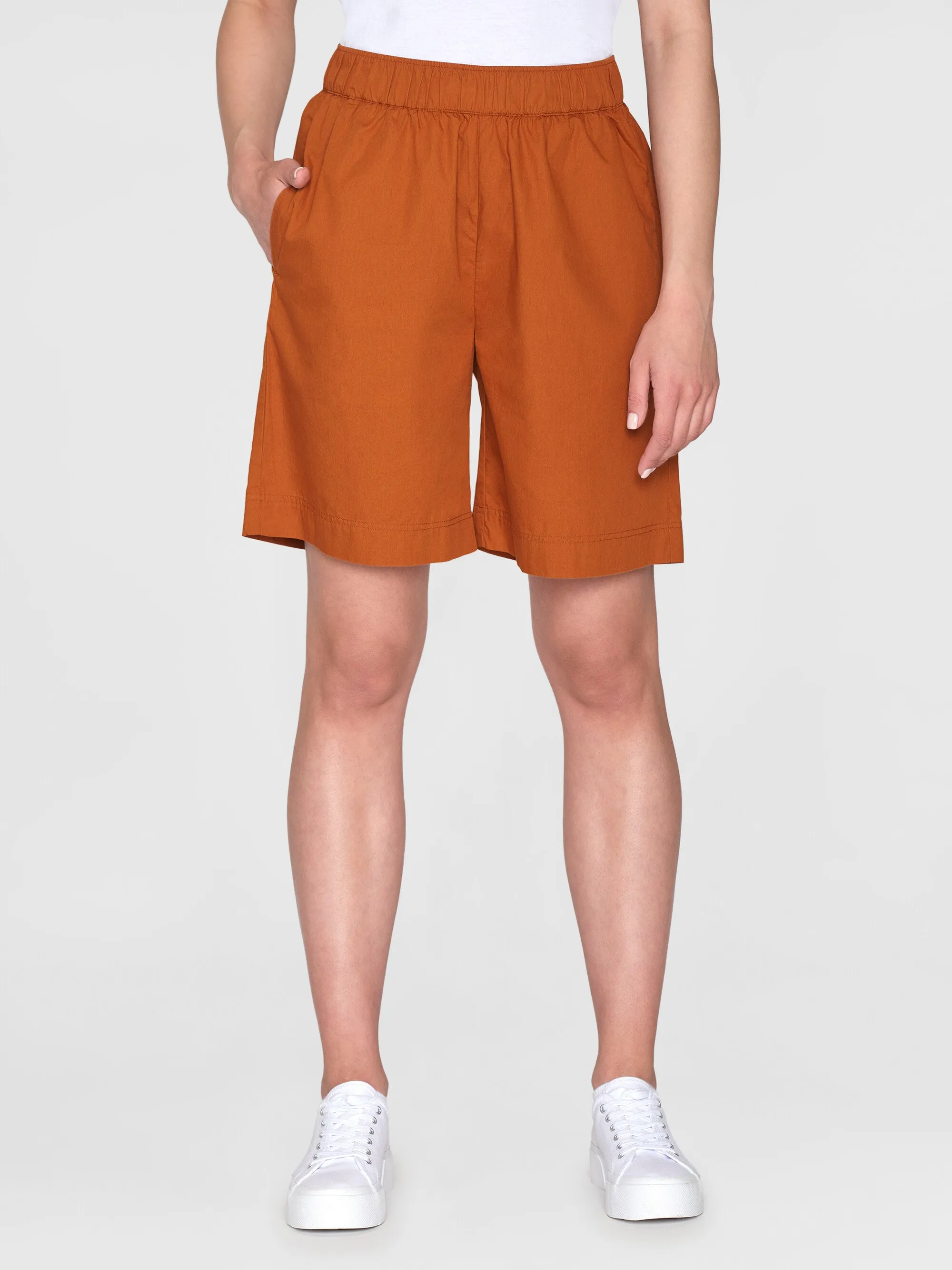 Poplin bermuda shorts - Leather Brown