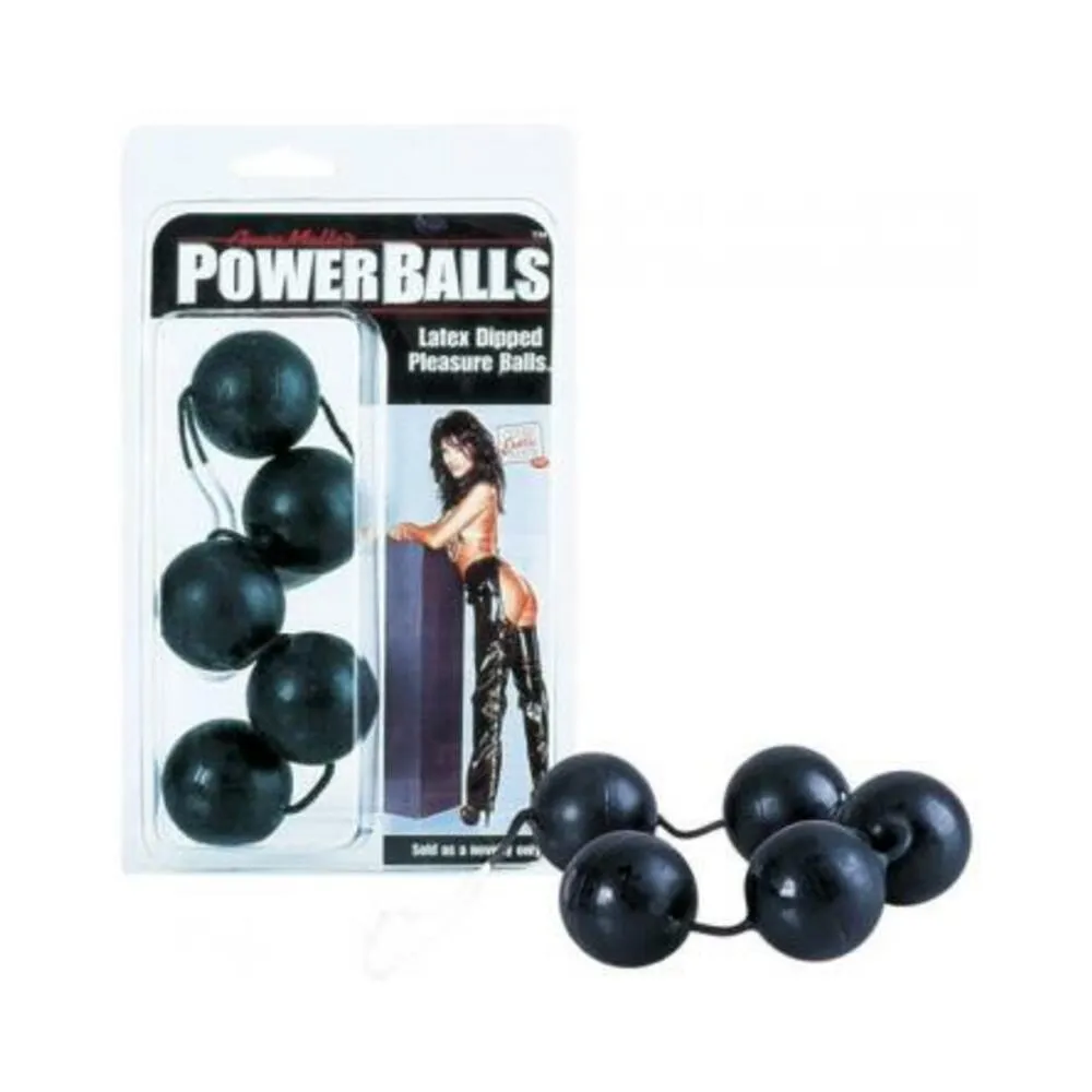 Power Balls Latex Dipped Weighted Pleasure Balls 1.25 Inch - Black