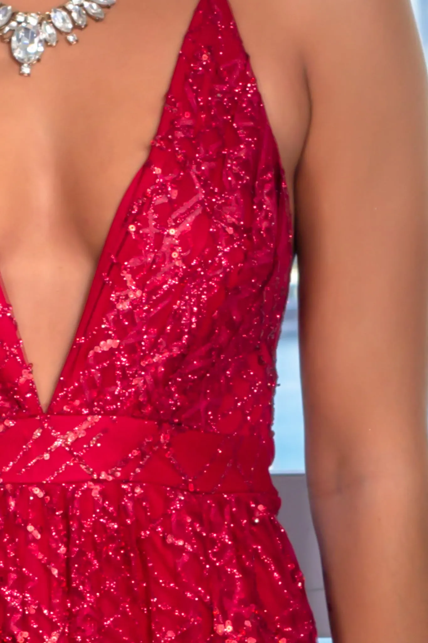Red Maxi Dress with Sequins