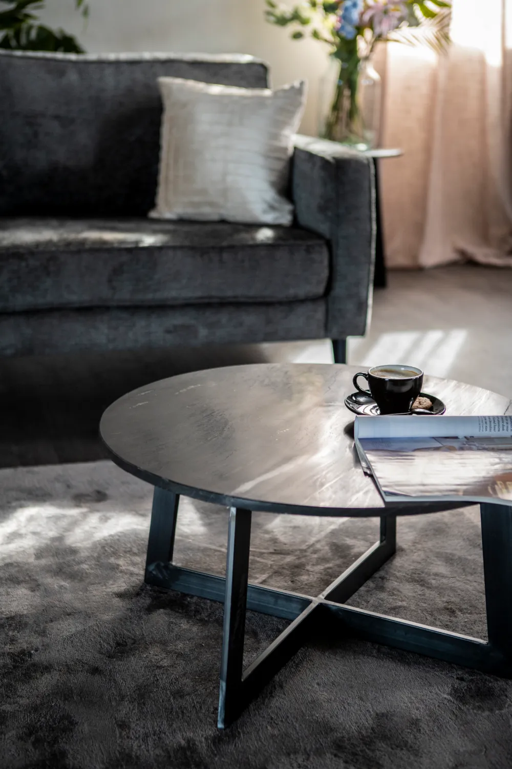 Round Black Marble Coffee Table (L) | By-Boo Major