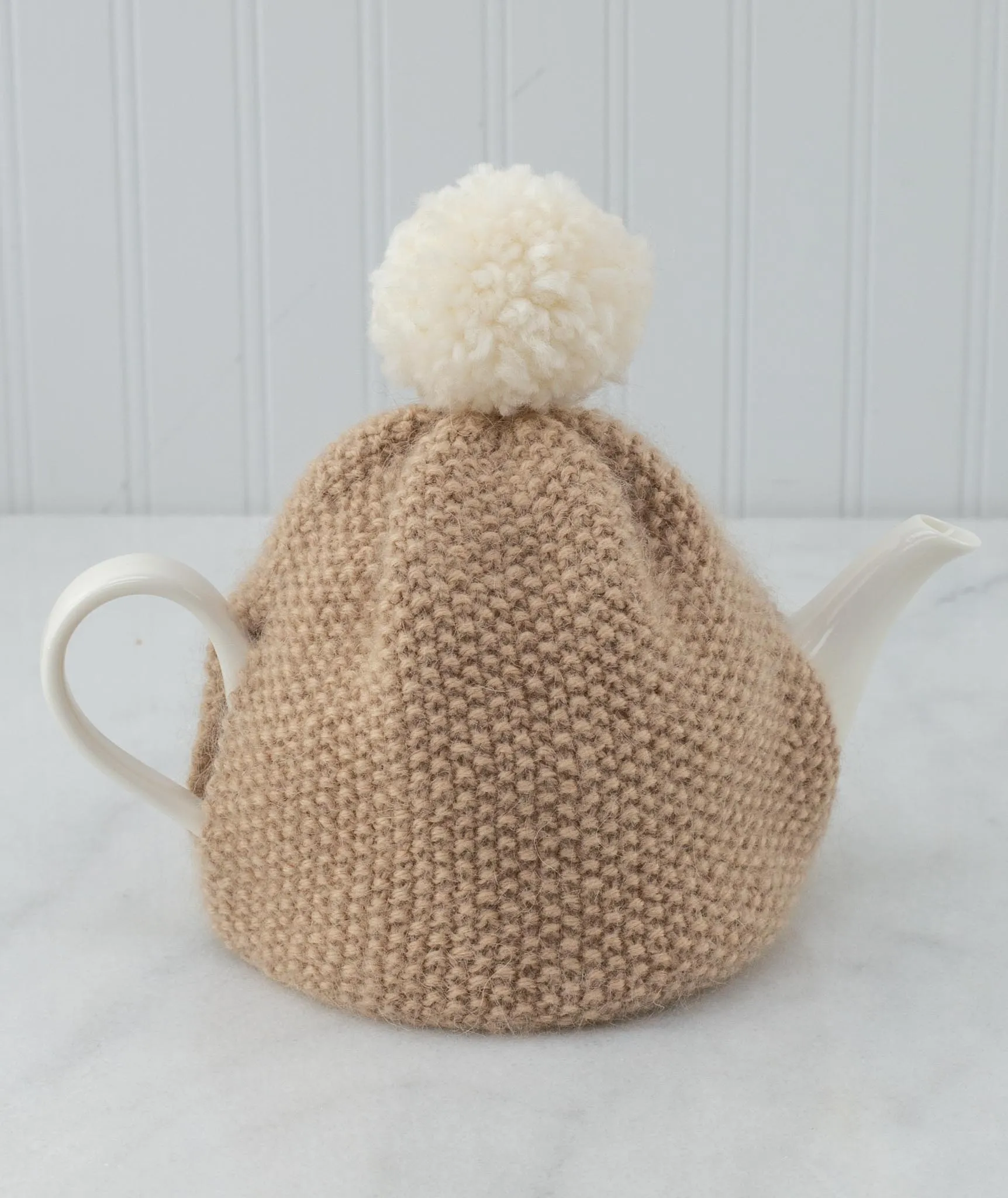 Seed Stitch Pompom Tea Cozy Using Rowan Kid Classic