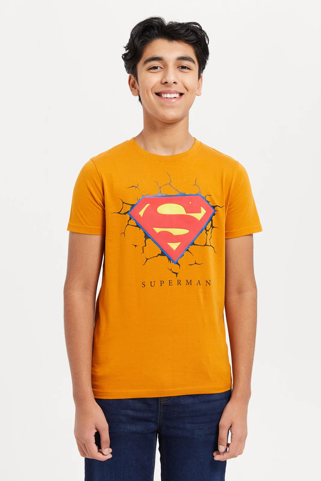 Senior Boys Mustard Superman T-Shirt