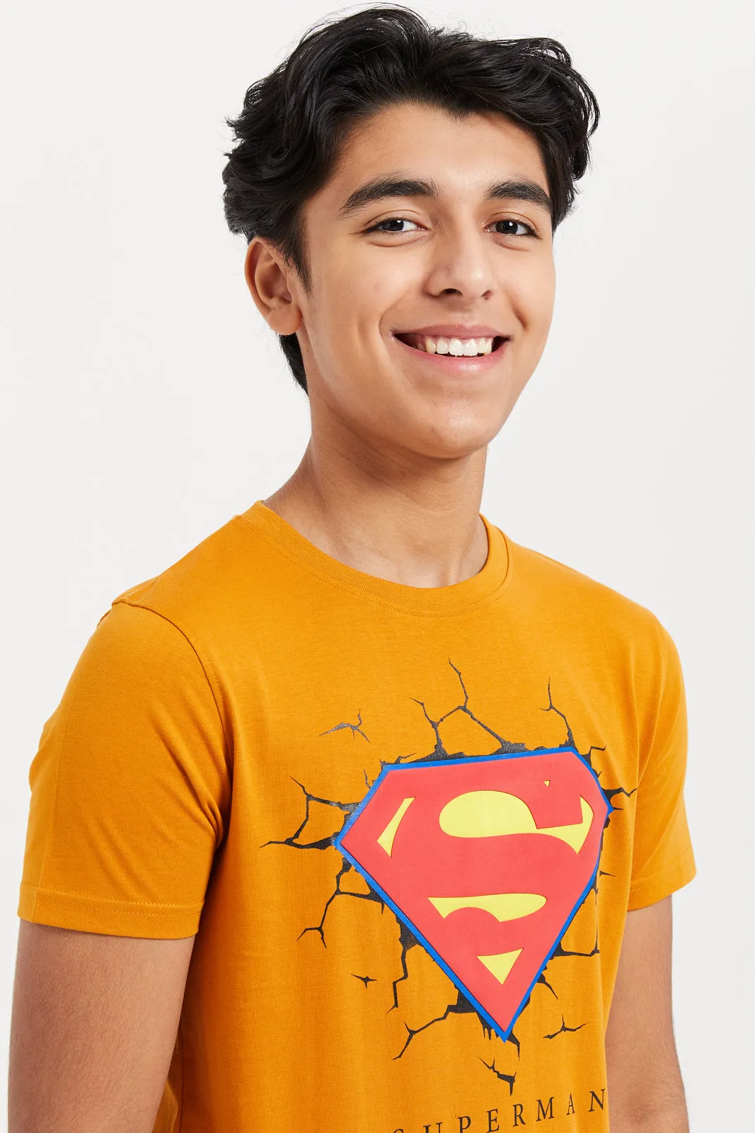 Senior Boys Mustard Superman T-Shirt