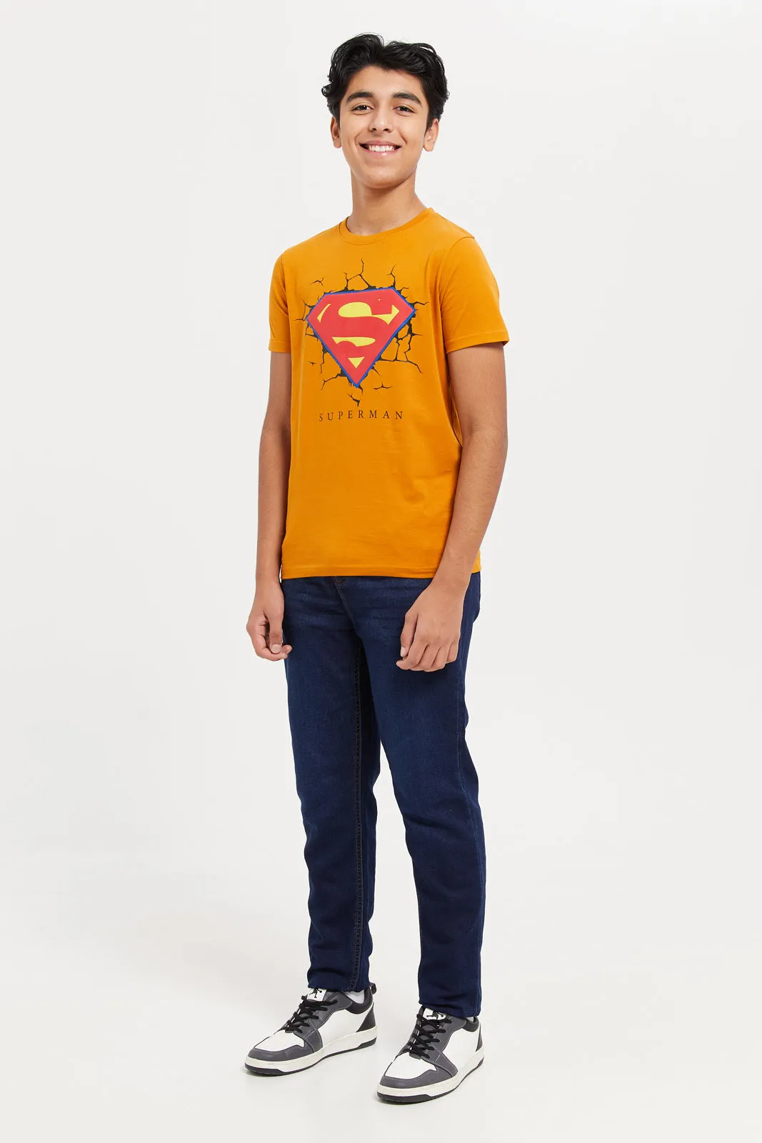 Senior Boys Mustard Superman T-Shirt
