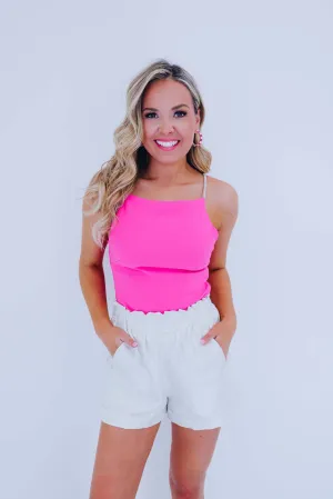 Sheena Shimmering Strap Crop Top - Pink