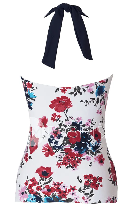 Shirred Halter Top - Abstract Floral - FINAL SALE - FINAL FEW