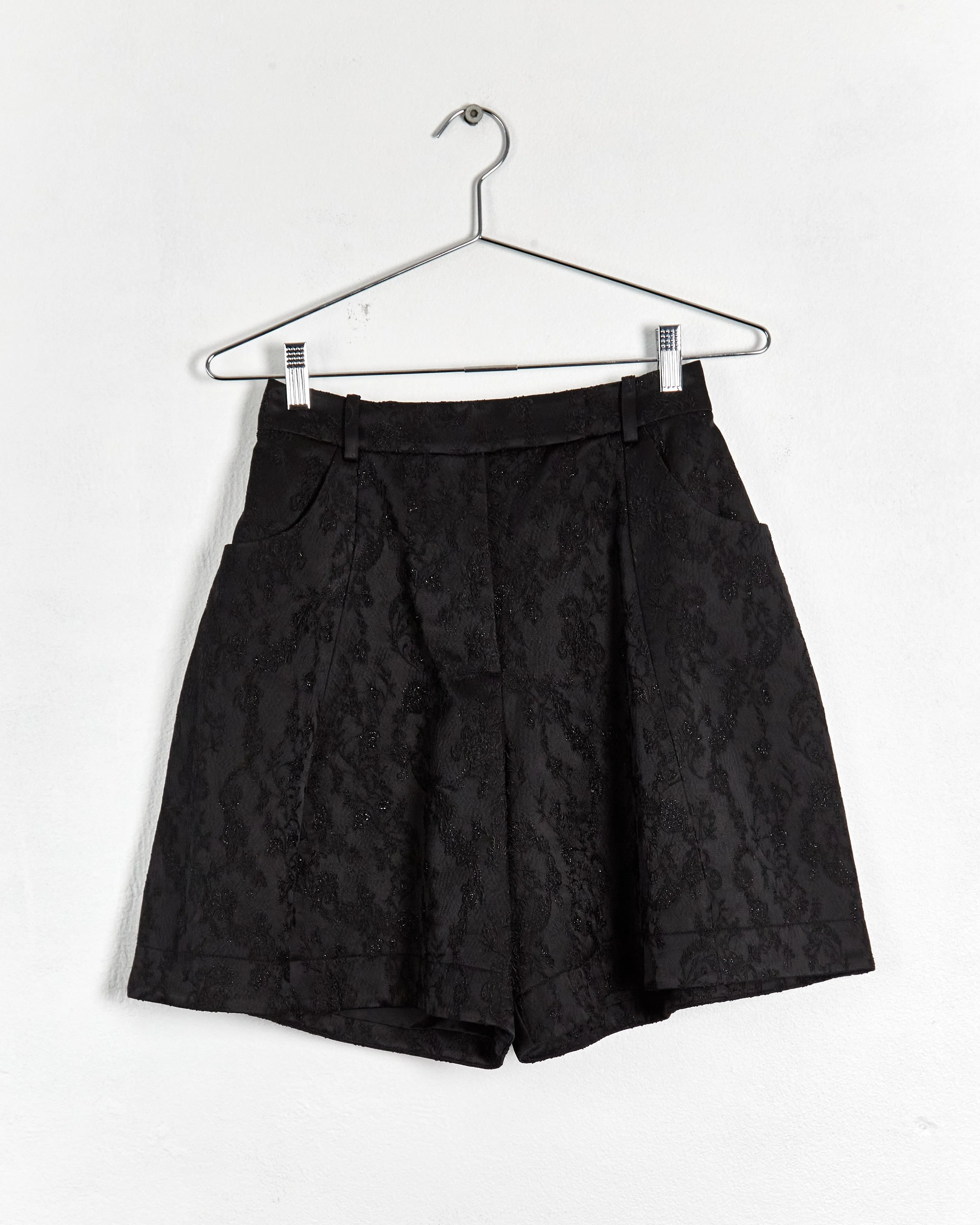 Simone Rocha jacquard wide leg shorts, black, 6