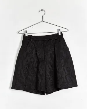 Simone Rocha jacquard wide leg shorts, black, 6