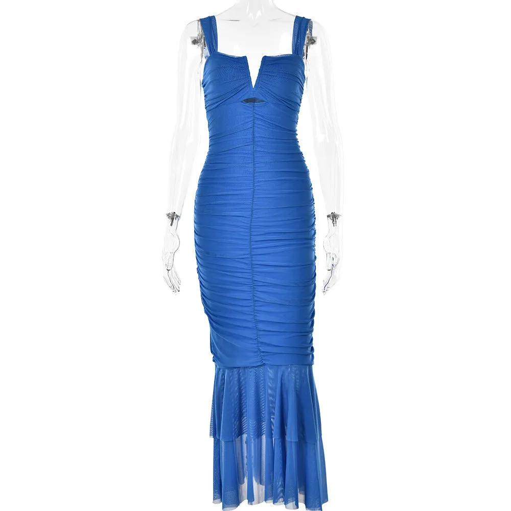 Sizzling Tonight Ruffle Ruched Bodycon Dress | Bodycon Maxi Dress | Ruched Cocktail Mermaid Dress