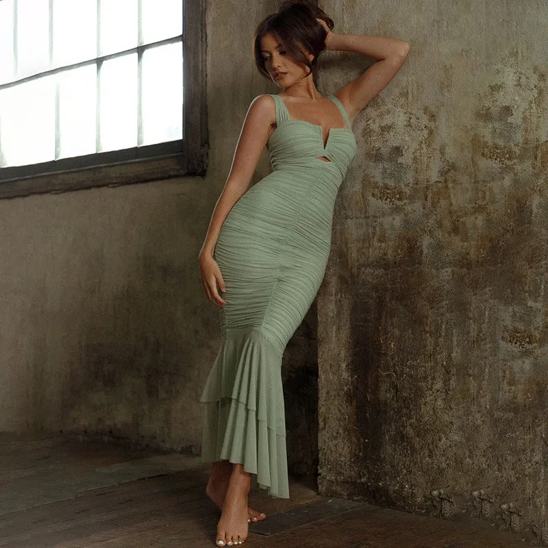Sizzling Tonight Ruffle Ruched Bodycon Dress | Bodycon Maxi Dress | Ruched Cocktail Mermaid Dress